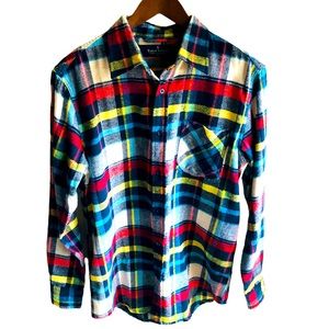 Tailor Vintage Super Heavyweight Flannel Shirt. Bold Color Plaid. Size Medium